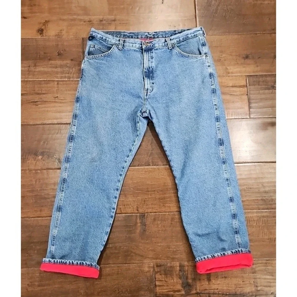 VTG Mens Wrangler Rugged Wear Thermal Jeans 40×30 - 3M Thinsulate Lining Fleece